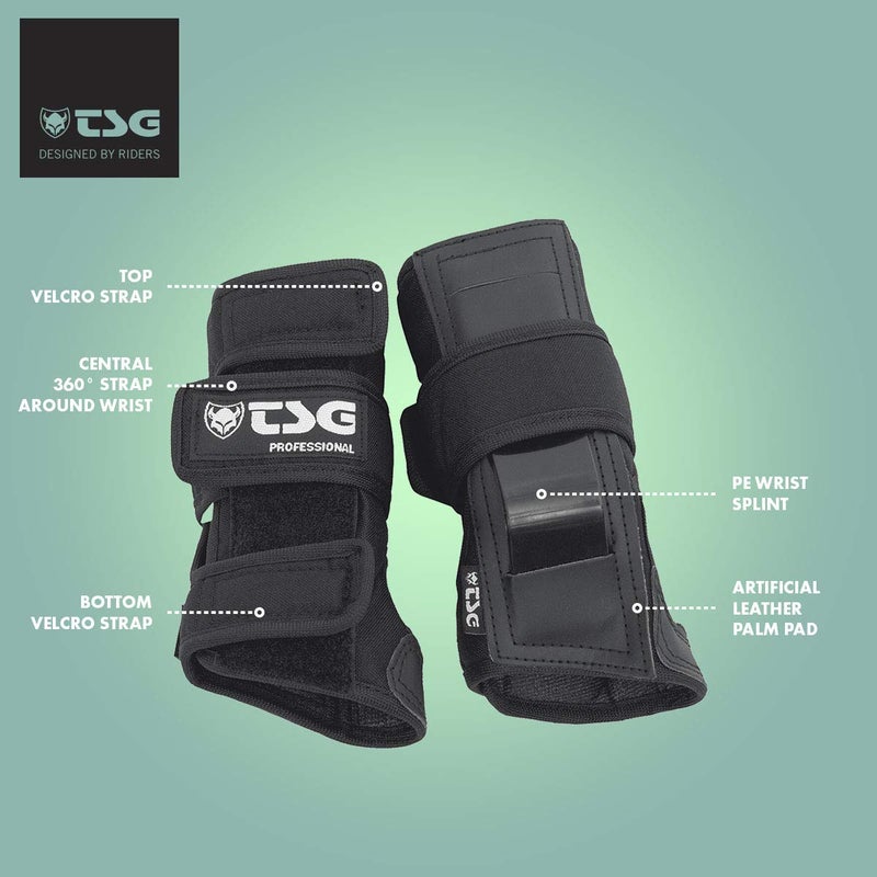TSG Professional Wristguard, Ergonomic Splint, Palm, Wrist Support, Hardshell, Snowboarding, Skiing, Downhill, Skateboarding, Swiss Design, Black (Large) - Image 2
